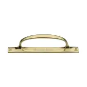 V1142-PB Heritage Brass Door Pull Handle on Plate Offset Polished Brass finish