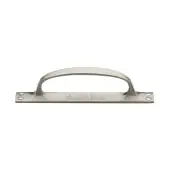 V1142-SN Heritage Brass Door Pull Handle on Plate Offset Satin Nickel finish