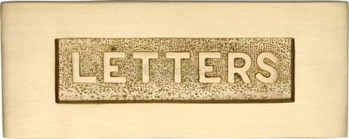 Click Here To Enlarge This Photo Of V845-SB Heritage Brass Embossed Letterplate Satin Brass Finish