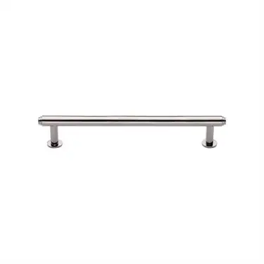 Click Here To Enlarge This Photo Of V4411 128-PNF Heritage Brass Cabinet Pull Step Design with 16mm Rose 128mm ctc Polished Nickel finish