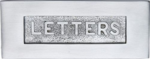 Click Here To Enlarge This Photo Of V845-SC Heritage Brass Embossed Letterplate Satin Chrome Finish