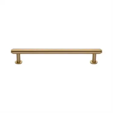 Click Here To Enlarge This Photo Of V4411 160-SB Heritage Brass Cabinet Pull Step Design with 16mm Rose 160mm ctc Satin Brass finish
