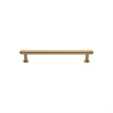 Click Here To Enlarge This Photo Of V4411 96-SB Heritage Brass Cabinet Pull Step Design with 16mm Rose 96mm ctc Satin Brass finish