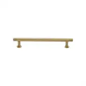 V4447 128-SB Heritage Brass Cabinet Pull Contour Design with 16mm Rose 128mm ctc Satin Brass finish