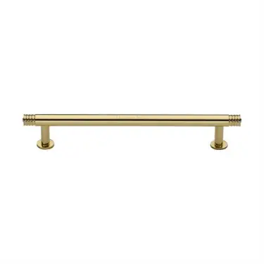 Click Here To Enlarge This Photo Of V4447 160-PB Heritage Brass Cabinet Pull Contour Design with 16mm Rose 160mm ctc Polished Brass finish