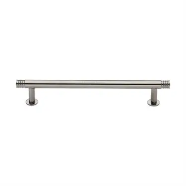 Click Here To Enlarge This Photo Of V4447 160-PNF Heritage Brass Cabinet Pull Contour Design with 16mm Rose 160mm ctc Polished Nickel finish
