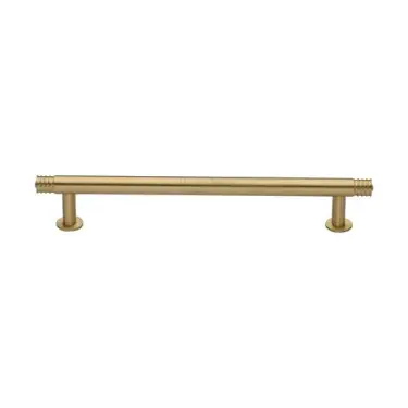 Click Here To Enlarge This Photo Of V4447 160-SB Heritage Brass Cabinet Pull Contour Design with 16mm Rose 160mm ctc Satin Brass finish