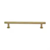 V4447 160-SB Heritage Brass Cabinet Pull Contour Design with 16mm Rose 160mm ctc Satin Brass finish