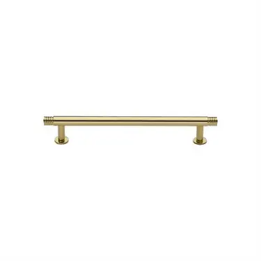 Click Here To Enlarge This Photo Of V4447 96-PB Heritage Brass Cabinet Pull Contour Design with 16mm Rose 96mm ctc Polished Brass finish