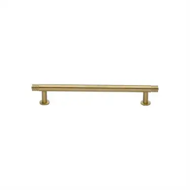 Click Here To Enlarge This Photo Of V4447 96-SB Heritage Brass Cabinet Pull Contour Design with 16mm Rose 96mm ctc Satin Brass finish
