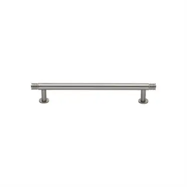 Click Here To Enlarge This Photo Of V4447 96-SN Heritage Brass Cabinet Pull Contour Design with 16mm Rose 96mm ctc Satin Nickel finish