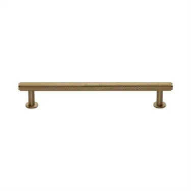 Click Here To Enlarge This Photo Of V4459 160-SB Heritage Brass Cabinet Pull Knurled Design with 16mm Rose 160mm ctc Satin Brass finish