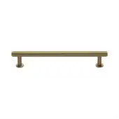 V4459 160-SB Heritage Brass Cabinet Pull Knurled Design with 16mm Rose 160mm ctc Satin Brass finish