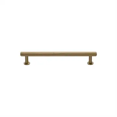 Click Here To Enlarge This Photo Of V4459 96-SB Heritage Brass Cabinet Pull Knurled Design with 16mm Rose 96mm ctc Satin Brass finish