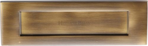 Click Here To Enlarge This Photo Of V850 254-AT Heritage Brass Letterplate 10" x 3" Antique Brass Finish