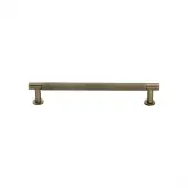 V4462 128-AT Heritage Brass Cabinet Pull Partial Knurled Design with 16mm Rose 128mm ctc Antique Brass finish