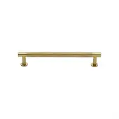 V4462 128-PB Heritage Brass Cabinet Pull Partial Knurled Design with 16mm Rose 128mm ctc Polished Brass finish