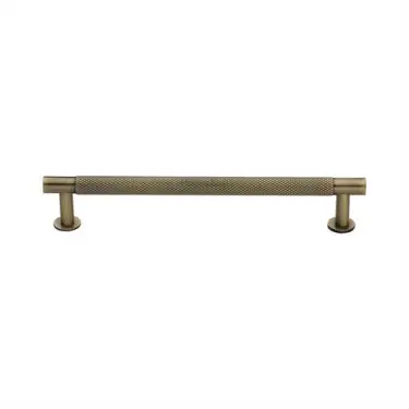Click Here To Enlarge This Photo Of V4462 160-AT Heritage Brass Cabinet Pull Partial Knurled Design with 16mm Rose 160mm ctc Antique Brass finish