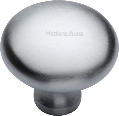 Click Here To Enlarge This Photo Of C113 38-SC Heritage Brass Cabinet Knob Victorian Round Design 38mm Satin Chrome Finish