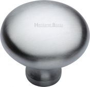 C113 38-SC Heritage Brass Cabinet Knob Victorian Round Design 38mm Satin Chrome Finish