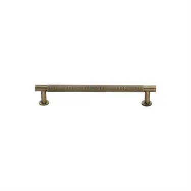 Click Here To Enlarge This Photo Of V4462 96-AT Heritage Brass Cabinet Pull Partial Knurled Design with 16mm Rose 96mm ctc Antique Brass finish