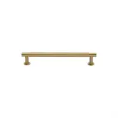 V4462 96-SB Heritage Brass Cabinet Pull Partial Knurled Design with 16mm Rose 96mm ctc Satin Brass finish