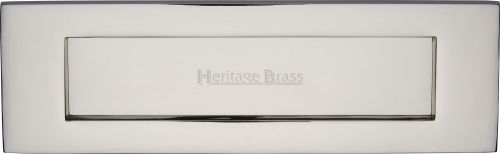 Click Here To Enlarge This Photo Of V850 254-PNF Heritage Brass Letterplate 10" x 3" Polished Nickel Finish