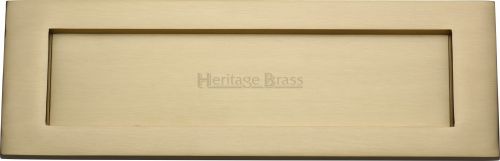 Click Here To Enlarge This Photo Of V850 254-SB Heritage Brass Letterplate 10" x 3" Satin Brass Finish