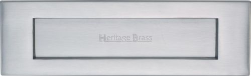 Click Here To Enlarge This Photo Of V850 254-SC Heritage Brass Letterplate 10" x 3" Satin Chrome Finish