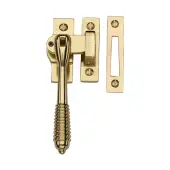 V894L MP/HP-PB Heritage Brass Lockable Mortice Hook Plate Casement Fastener Reeded Design Polished Brass finish