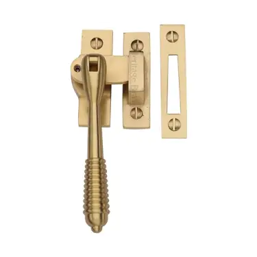 Click Here To Enlarge This Photo Of V894L MP/HP-SB Heritage Brass Lockable Mortice & Hook Plate Casement Fastener Reeded Design Satin Brass finish