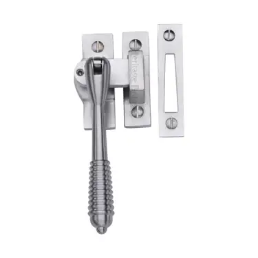 Click Here To Enlarge This Photo Of V894L MP/HP-SC Heritage Brass Lockable Mortice & Hook Plate Casement Fastener Reeded Design Satin Chrome finish