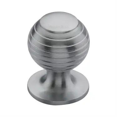Click Here To Enlarge This Photo Of V976 32-SC Heritage Brass Cabinet Knob Beehive Design 32mm Satin Chrome finish