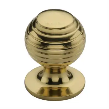 Click Here To Enlarge This Photo Of V976 38-PB Heritage Brass Cabinet Knob Beehive Design 38mm Polished Brass finish