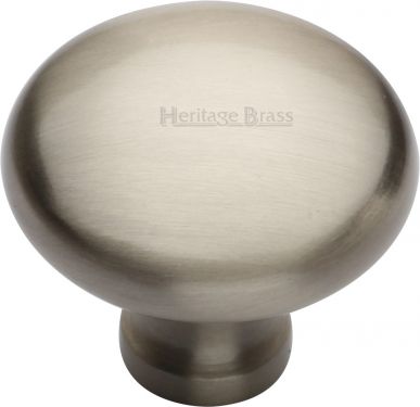 Click Here To Enlarge This Photo Of C113 38-SN Heritage Brass Cabinet Knob Victorian Round Design 38mm Satin Nickel Finish