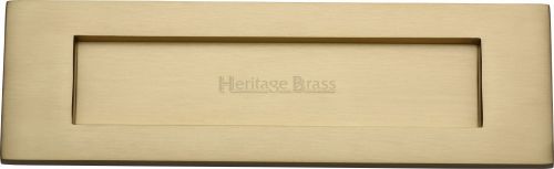 Click Here To Enlarge This Photo Of V850 305-SB Heritage Brass Letterplate 12" x 4" Satin Brass Finish