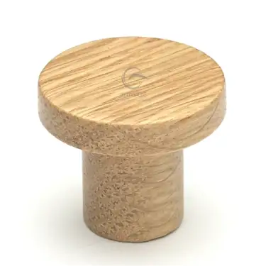 Click Here To Enlarge This Photo Of W4470-48-OAK M.Marcus Wooden Cabinet Knob Circum Design 48mm Oak Finish