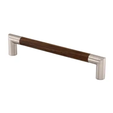 Click Here To Enlarge This Photo Of W7623-192-WAL M.Marcus Wooden Cabinet Pull Handle Angle Design 192mm Walnut Finish