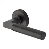 HAM2259-MB Heritage Brass Door Handle Lever on Rose Hammered Bauhaus Design Matt Bronze Finish