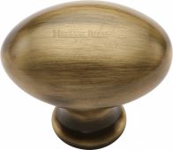 C114 32-AT Heritage Brass Cabinet Knob Victorian Oval Design 32mm Antique Brass Finish