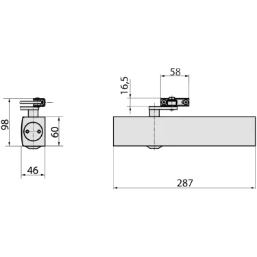 Click Here To Enlarge This Photo Of 102845 GEZE TS4000S Silver Power Size 1-6 Heavy Duty Overhead Door Closer with Backcheck & Delayed Action (Complete with Arm & PA Bracket)