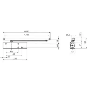 Click Here To Enlarge This Photo Of GEZE TS3000B Power Size 2-4 Slimline Cam Action Overhead Door Closer with Backcheck (Complete with Guide Rail & Cover)