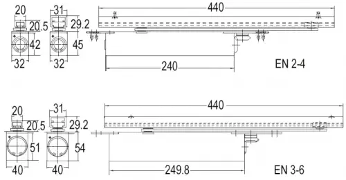 Click Here To Enlarge This Photo Of GEZE Boxer Silver Power Size 2-4 Concealed Cam Action Door Closer