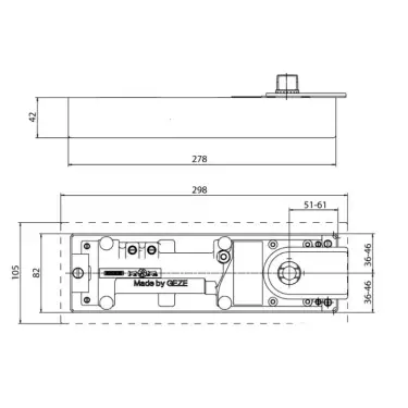 Click Here To Enlarge This Photo Of GEZE TS500NV Silver Power Size 1-4 Floor Spring Door Closer for Single/Double Action Doors with Backcheck