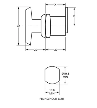 Click Here To Enlarge This Photo Of L9508 - Lowe & Fletcher 2630 Locking Mini `T` Handle - 20mm CP