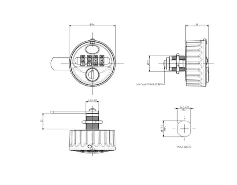 Click Here To Enlarge This Photo Of L31305 - Lowe & Fletcher 2800 Mechanical Combination Lock - Black Trim Silver Face