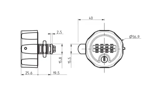 Click Here To Enlarge This Photo Of L26857 - RONIS C4S Combination Cam Lock With Key Override - Black