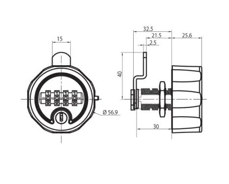 Click Here To Enlarge This Photo Of L26856 - RONIS C4 Combination Cam Lock With Key Override - Black