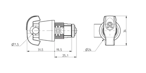 Click Here To Enlarge This Photo Of L26820 - RONIS 23710 19.5mm Nut Fix Latchlock to suit 7.5mm Padlock - 19.5mm