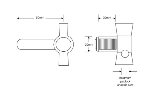 Click Here To Enlarge This Photo Of AS9946 - ASEC 20mm Latchlock Straight Cam To Accept Padlock - Accepts up to 7mm Padlock